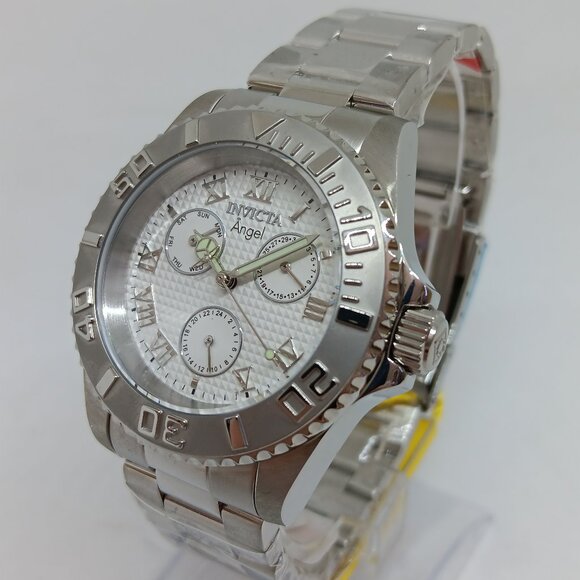 Invicta Angel 17523 Women's 40mm Silver S/Steel Multifunction 200M Watch NWT - Picture 1 of 11